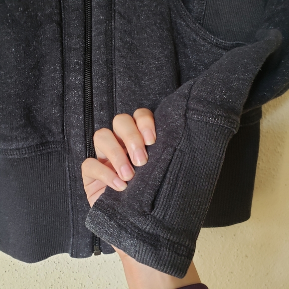 Zella Charcoal Grey Hoodie Sweatshirt w Zipper - Picture 6 of 10